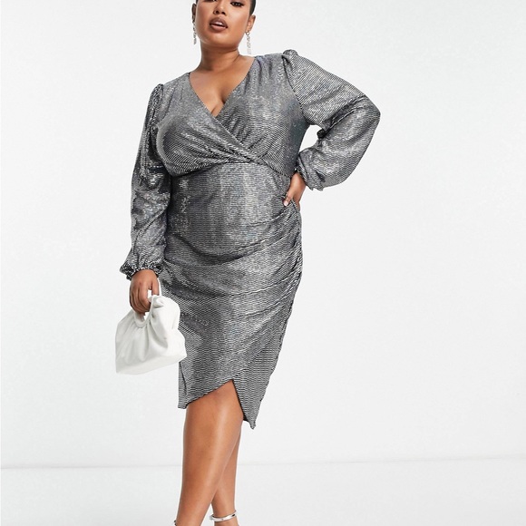ASOS Curve Dresses & Skirts - Lovedrobe Luxe Plus mirror disc wrap midi
dress in multi sequin ASOS size 16